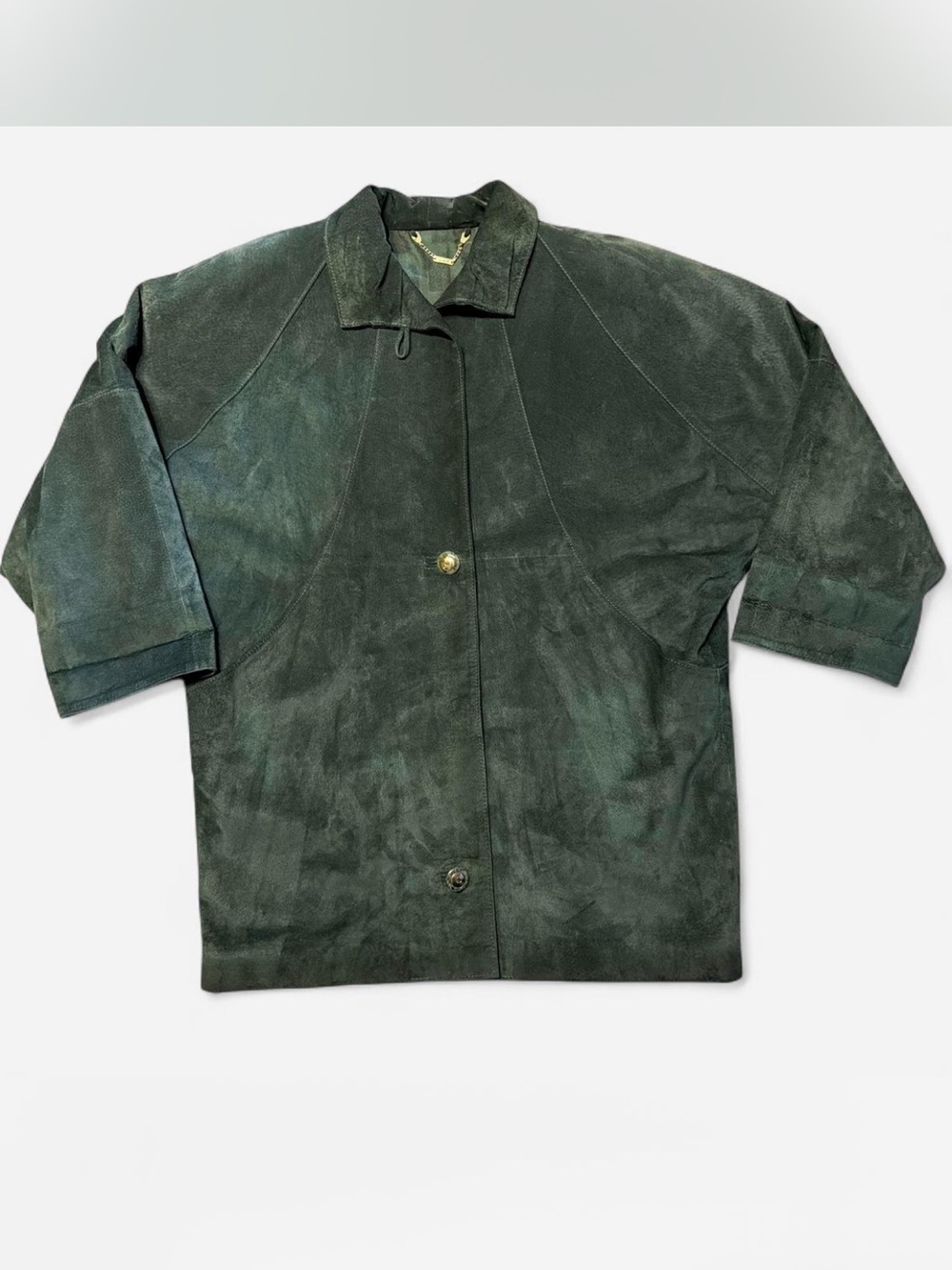 Vintage Vera Pelle Suede Green Jacket 42 Italian